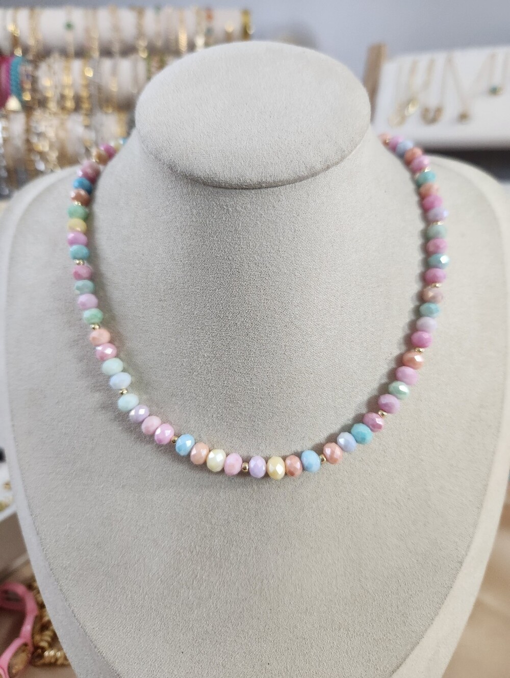 Handmade Cotton Candy Beaded Necklace